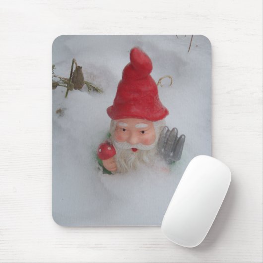 Gnome im Schnee Mousepad (Mit Mouse)