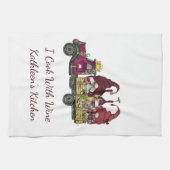 Gnome im Weinkeller Ich koche mit Wein Geschirrtuch (Horizontal)