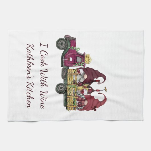 Gnome im Weinkeller Ich koche mit Wein Geschirrtuch (Horizontal)