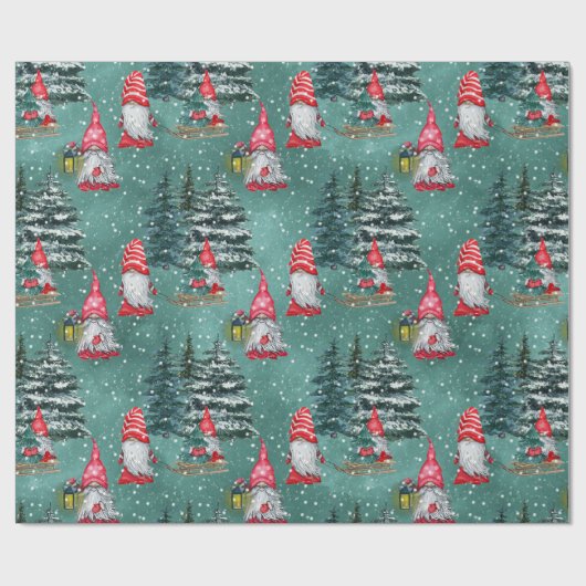 Gnome im Winter Geschenkpapier (Flach)