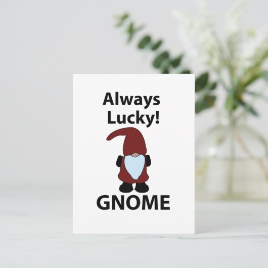 Gnome Immer glücklich Gnome Postkarte (Stehend Vorderseite)