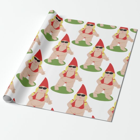 Gnome in Bikini Geschenkpapier (Ungerollt)