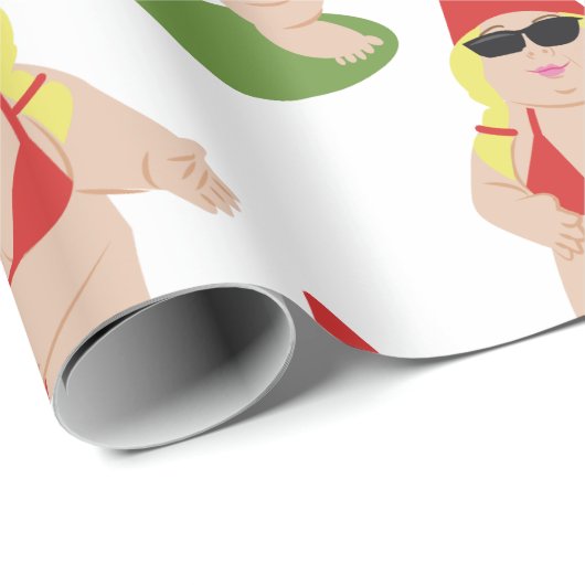 Gnome in Bikini Geschenkpapier (Rolleneckpunkt)