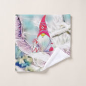 Gnome in der Schneewasserfarbe Badhandtuch Set (Waschlappen)