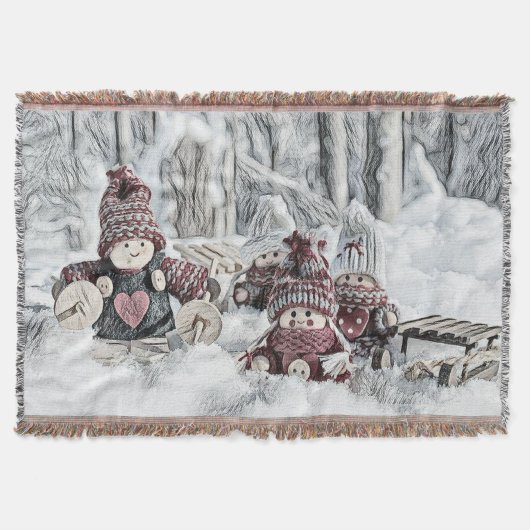 Gnome in der Schneewasserfarbe Decke (Vorderseite)