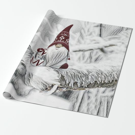 Gnome in der Schneewasserfarbe Geschenkpapier (Ungerollt)