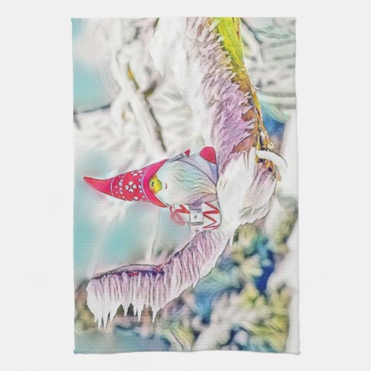 Gnome in der Schneewasserfarbe Geschirrtuch (Vertikal)
