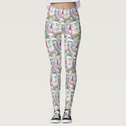 Gnome in der Schneewasserfarbe Leggings (Vorderseite)