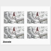 Gnome in der Schneewasserfarbe Rechteckiger Aufkleber (Blatt)