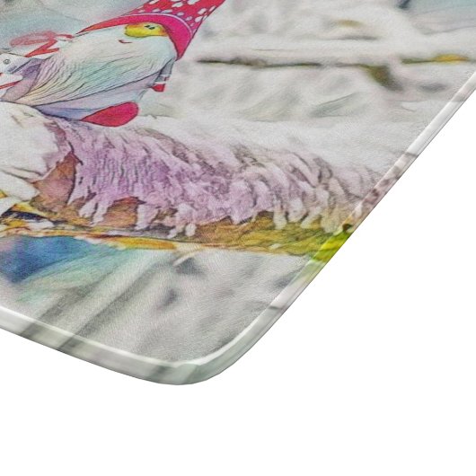 Gnome in der Schneewasserfarbe Schneidebrett (Ecke)