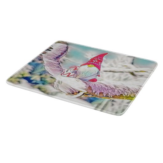 Gnome in der Schneewasserfarbe Schneidebrett (Ecke)