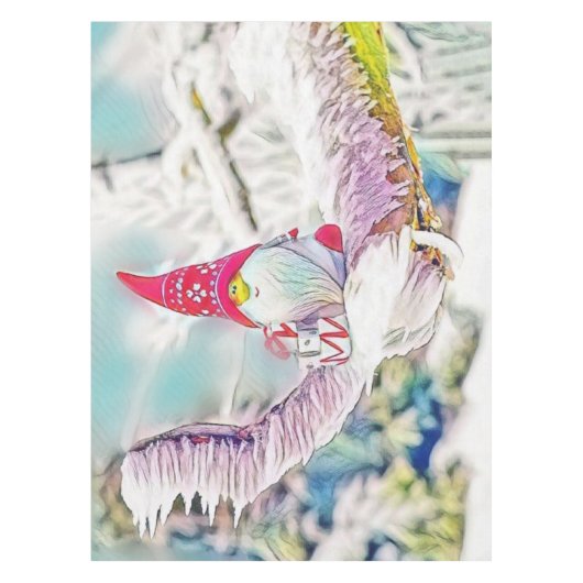 Gnome in der Schneewasserfarbe Tischdecke (Vorderseite)