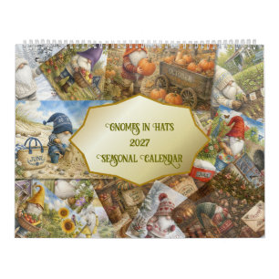 Gnome in Hüten 2027 Volkskunst Tomte Kalender