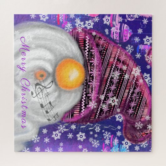 Gnome in Lila Hütten Singt ein Weihnachtslied - Sp Puzzle (Horizontal)