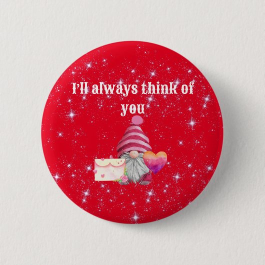 Gnome in love with rainbow heart button (Vorderseite)