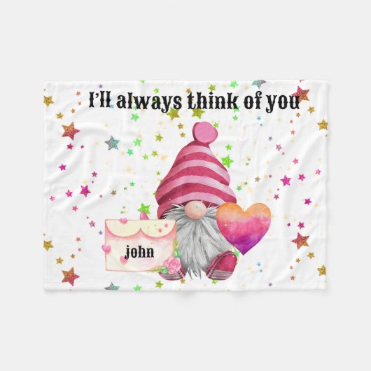 Gnome in love with rainbow heart fleecedecke (Vorderseite (Horizontal))