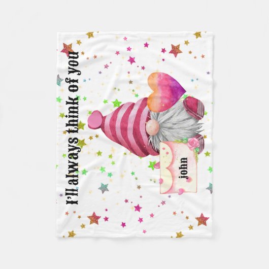 Gnome in love with rainbow heart fleecedecke (Vorderseite)