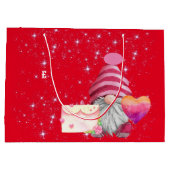 Gnome in love with rainbow heart große geschenktüte (Rückseite)
