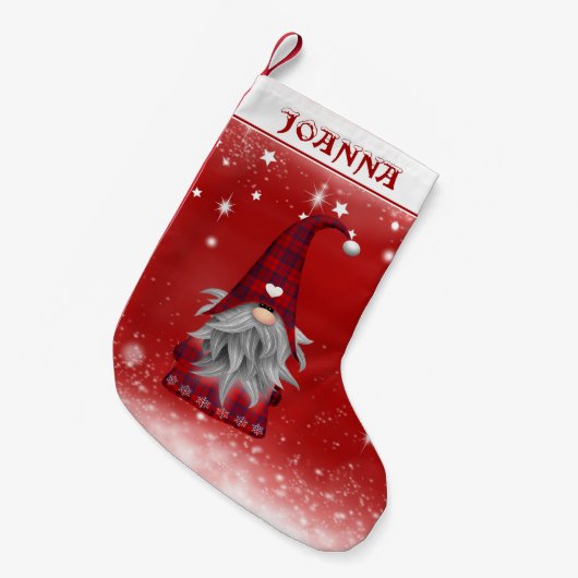 Gnome in Rotem Anzug Kleiner Weihnachtsstrumpf (Vorderansicht (hängend))