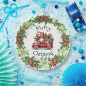 Gnome in rotem LKW gefüllt mit Geschenken Pappteller (Party)