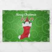 Gnome in Weihnachten Strumpf Grünen Wirbel Schneef Lebensmitteletikett (Einzelnes Label)