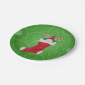 Gnome in Weihnachten Strumpf Grünen Wirbel Schneef Pappteller (Schrägansicht)