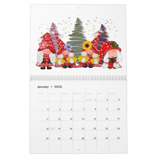 Gnome Kalender jedes Jahr Niedlicher Adorable Fun (Jan 2026)