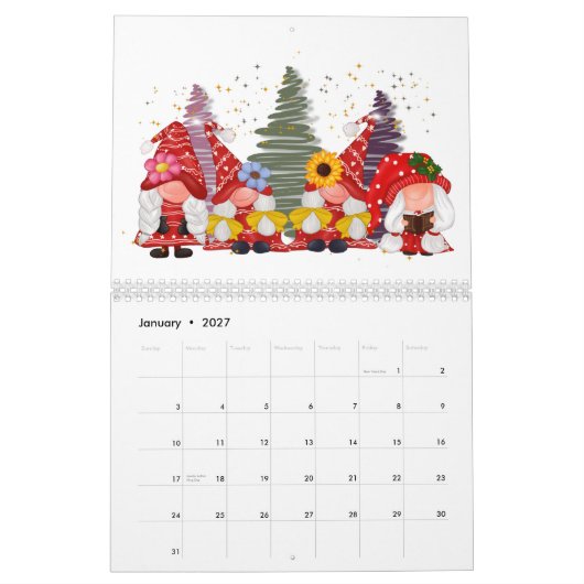 Gnome Kalender jedes Jahr Niedlicher Adorable Fun (Jan 2027)