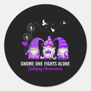 Gnome kämpft allein gegen Epilepsie-Bewusstsein Runder Aufkleber