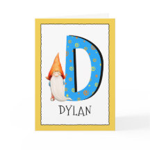 Gnome Kids Letter D Name und Alter Geburtstag Gruß