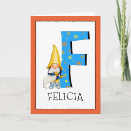 Gnome Kids Letter F Name and Age Birthday Gruß Karte