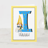 Gnome Kids Letter I Name and Age Birthday Gruß Karte (Vorderseite)