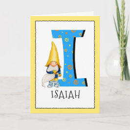 Gnome Kids Letter I Name and Age Birthday Gruß Karte