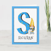 Gnome Kids Letter S Name and Age Birthday Gruß Karte (Vorderseite)