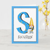 Gnome Kids Letter S Name and Age Birthday Gruß Karte (Gelbe Blume)