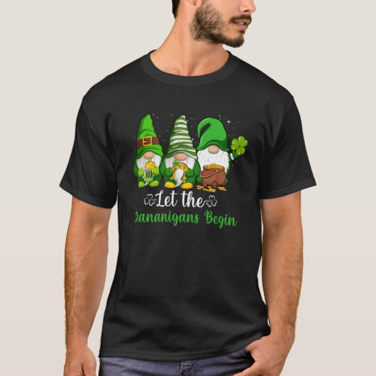 Gnome Kleeblatt Lass Shenanigans Begin St Patricks T-Shirt (Vorderseite)