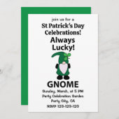 Gnome Kleeblatt Lucky St Patricks Day Gnome Einladung (Vorne/Hinten)