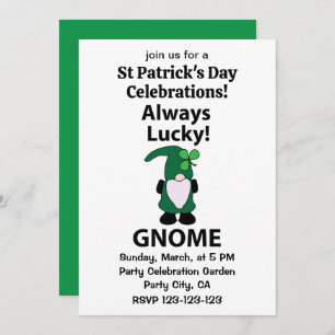 Gnome Kleeblatt Lucky St Patricks Day Gnome Einladung