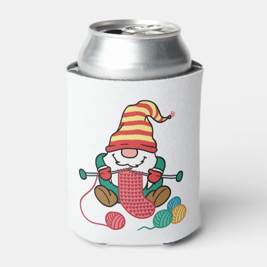 Gnome Knitting Niedlich Knitter Geschenk Nordic Gn Dosenkühler (Kanne Vorderseite)
