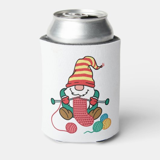Gnome Knitting Niedlich Knitter Geschenk Nordic Gn Dosenkühler (Kanne Rückseite)
