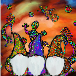 Gnome Kokopelli Art Quadratischer Aufkleber