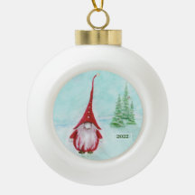 Gnome Künstlerisch Holiday Keramik Ornament