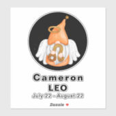 Gnome Leo Astrology Sign Angel 8" Vinyl Sticker (Blatt)
