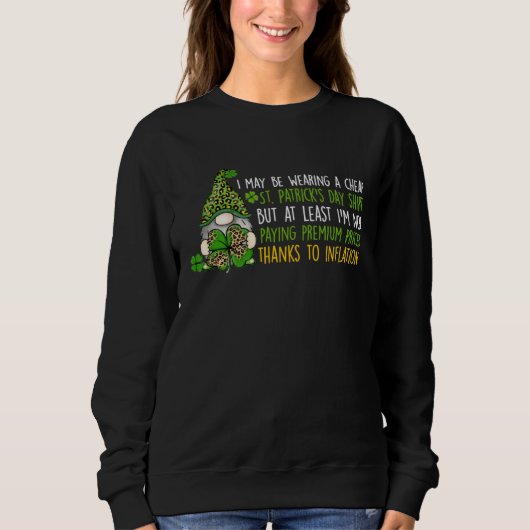 Gnome Leopard Shamrock  St Patricks Day Inflation Sweatshirt (Vorderseite)