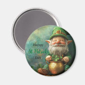 Gnome Leprechaun und Pot of Gold St Patrick's Day Magnet (Vorderseite/Rückseite)