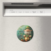 Gnome Leprechaun und Pot of Gold St Patrick's Day Magnet (In Situ (Geschirrspüler))