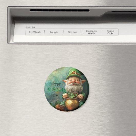 Gnome Leprechaun und Pot of Gold St Patrick's Day Magnet (In Situ (Geschirrspüler))