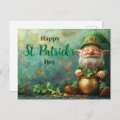 Gnome Leprechaun und Pot of Gold St Patrick's Day Postkarte (Vorne/Hinten)