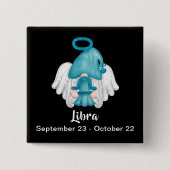 Gnome Libra Astrologie Signature Angel Pinback But Button (Vorderseite)