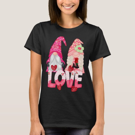 Gnome Liebe Couple Valentine's Day Niedlich Gnomes T-Shirt (Vorderseite)